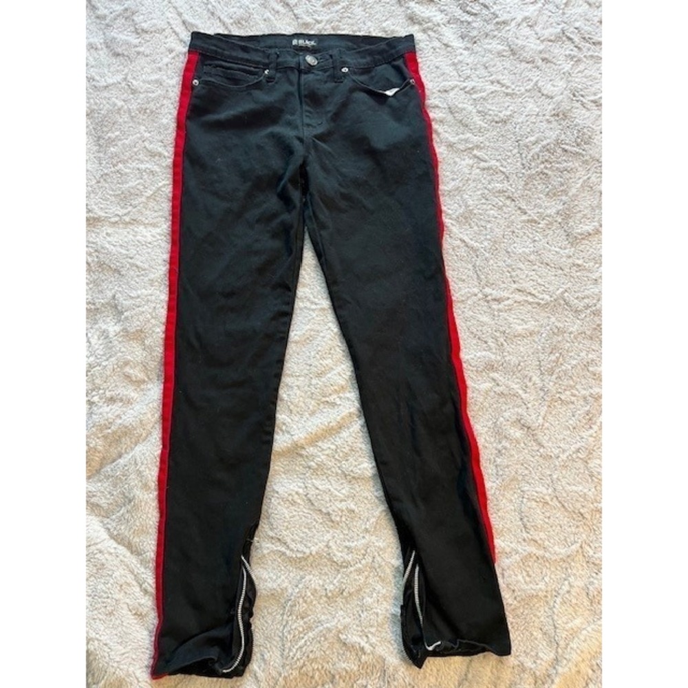 Women's Black Premium‎ Skinny Fit Jeans W/Zip Bottoms Size 32x32